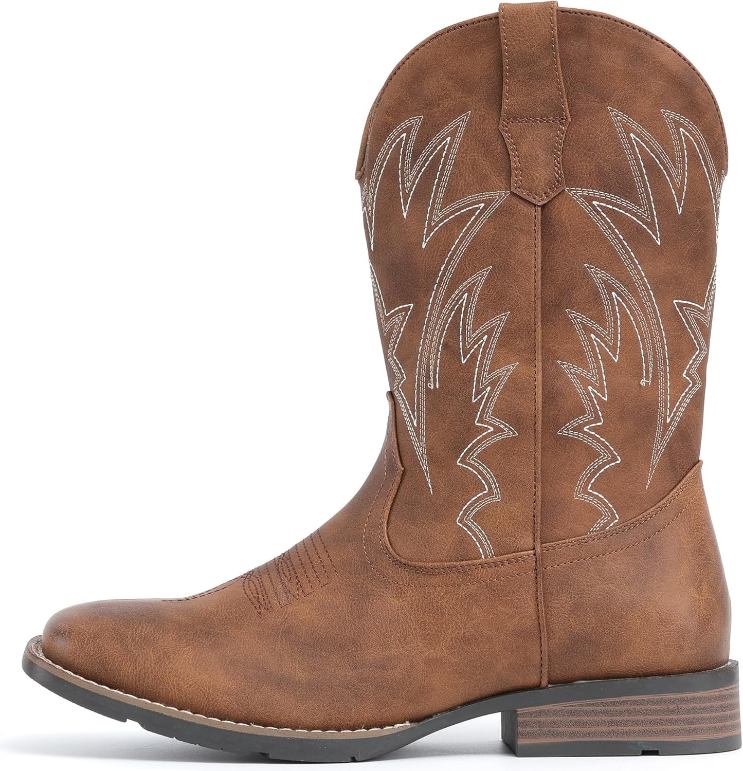 image:imageIUV Cowboy Boots For Men Western Ostrich Wide Durable Fashionable Embroidered Pull On Slip Resistant Assorted Colors BootsBrown