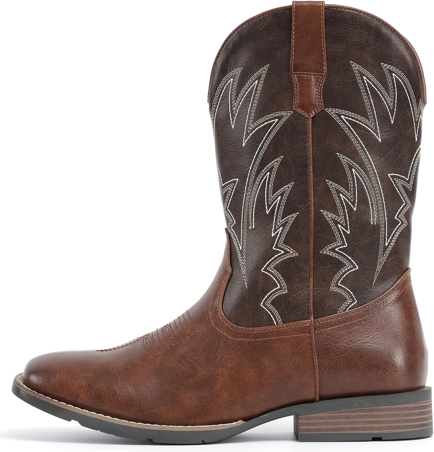 image:imageIUV Cowboy Boots For Men Western Ostrich Wide Durable Fashionable Embroidered Pull On Slip Resistant Assorted Colors BootsDark Brown