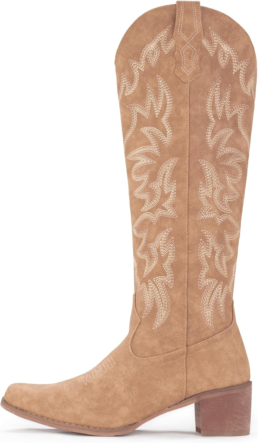 image:imageIUV Cowboy Boots For Women Knee High Western Cowgirl Boots Snip Toe Side Zipper Chunky HeelCamel