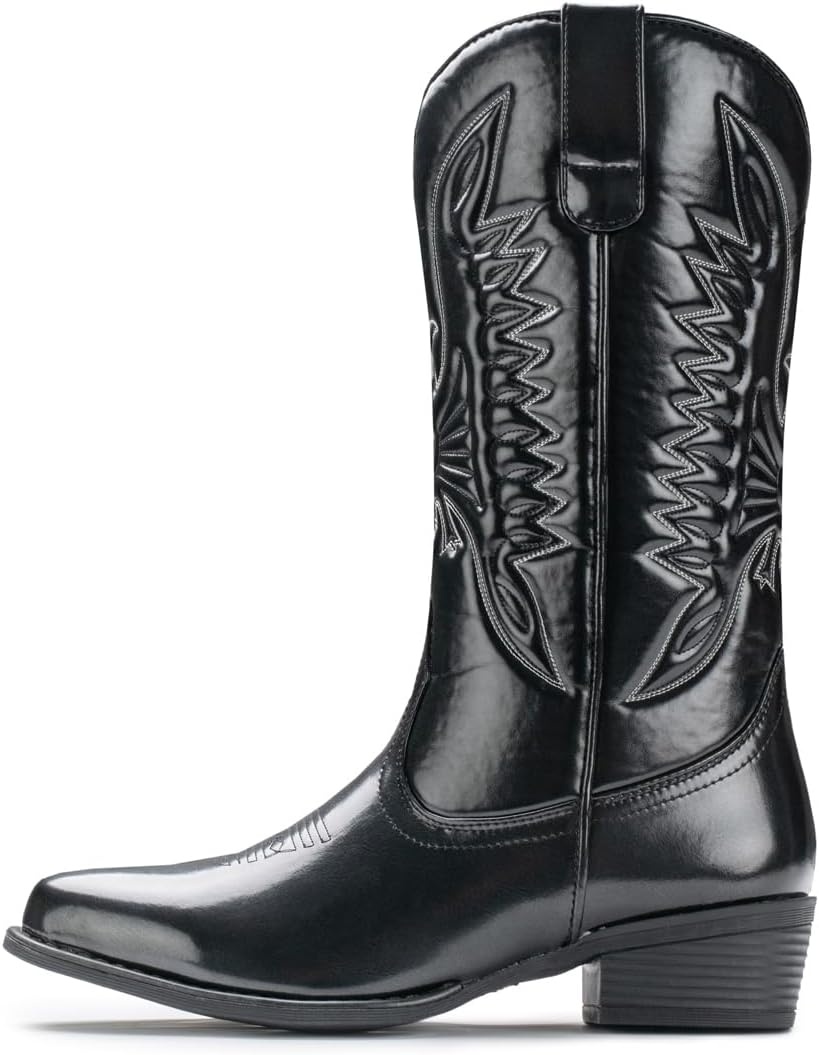 image:imageIUV Cowboy Boots For Women Mid Calf Cowgirl Boots Pointy Toe Western BootBblack