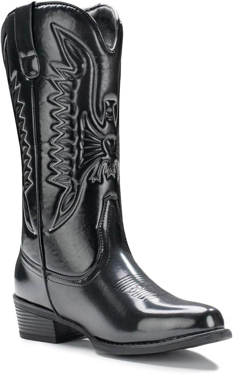 image:imageIUV Cowboy Boots For Women Mid Calf Cowgirl Boots Pointy Toe Western BootBblack