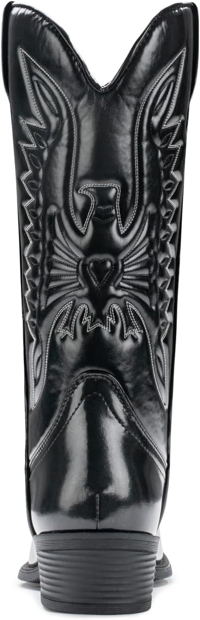 image:imageIUV Cowboy Boots For Women Mid Calf Cowgirl Boots Pointy Toe Western BootBblack