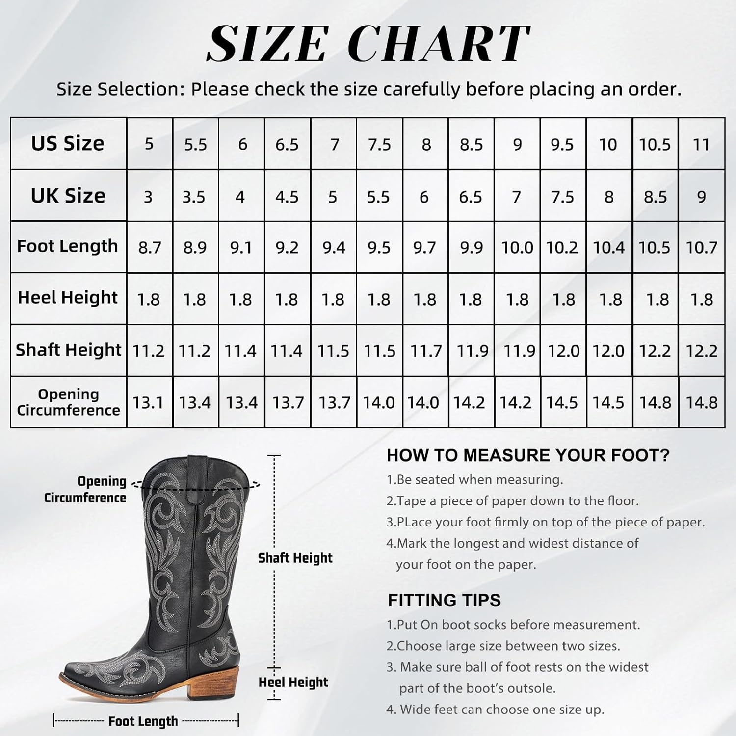 image:imageIUV Cowboy Boots For Women Mid Calf Cowgirl Boots Pointy Toe Western BootBrown