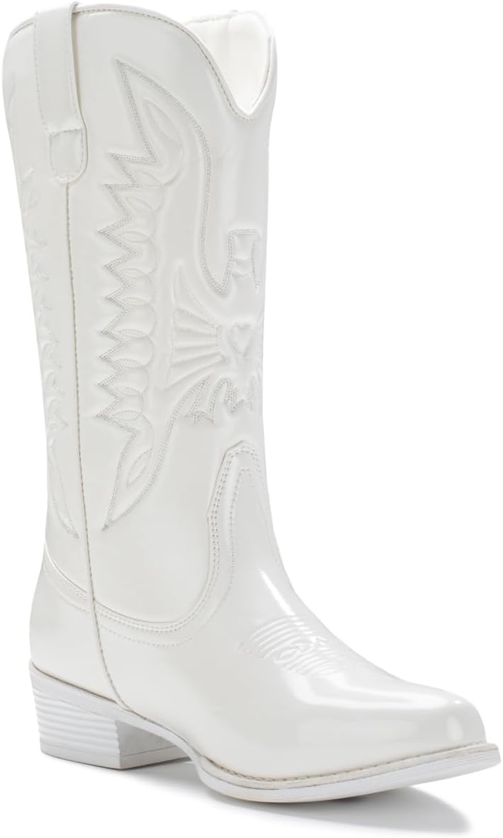 image:imageIUV Cowboy Boots For Women Mid Calf Cowgirl Boots Pointy Toe Western BootBwhite