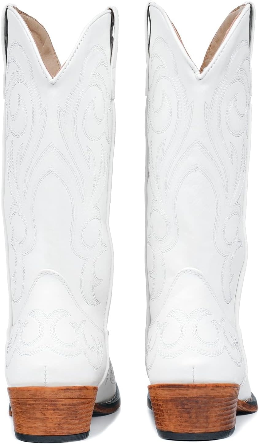 image:imageIUV Cowboy Boots For Women Mid Calf Cowgirl Boots Pointy Toe Western BootWhite