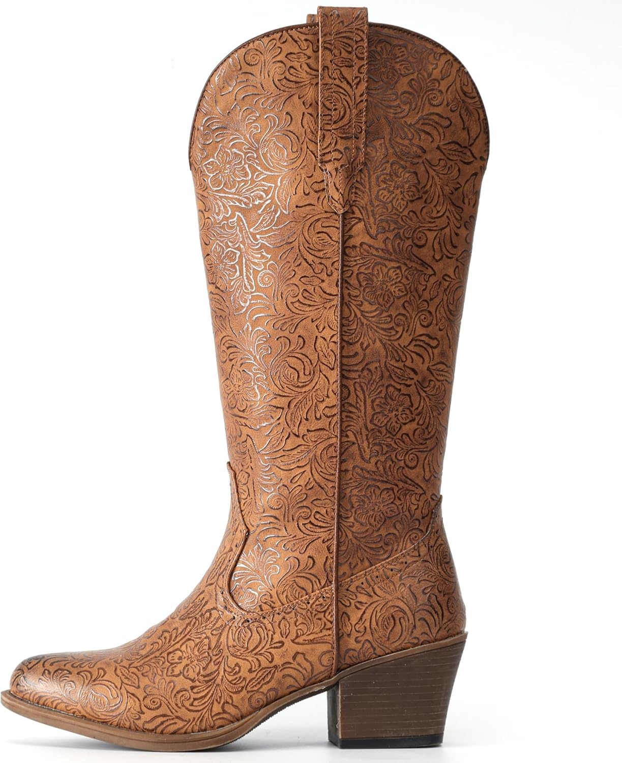 image:imageIUV Cowboy Boots For Women Mid Calf Western Cowgirl Boots with Chunky Heel Pointy Toe BootsBrown