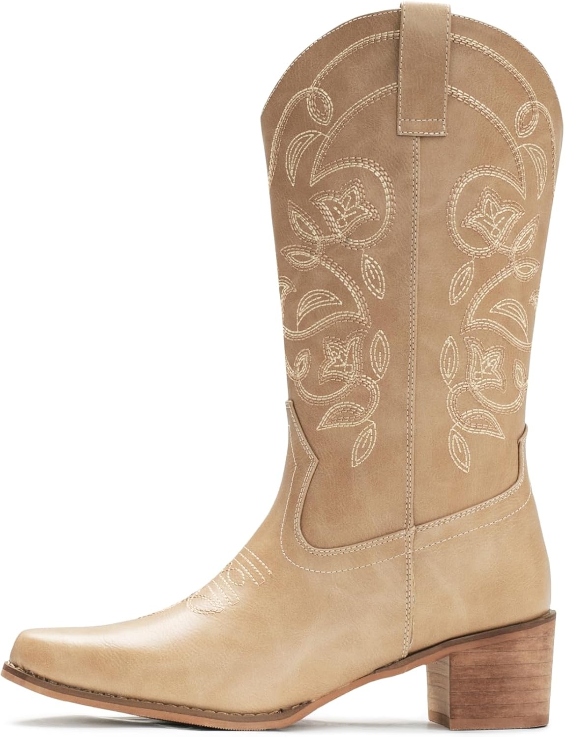image:imageIUV Cowboy Boots For Women Pointy Toe Womens Western Boots Cowgirl Boots Mid Calf BootsApricot