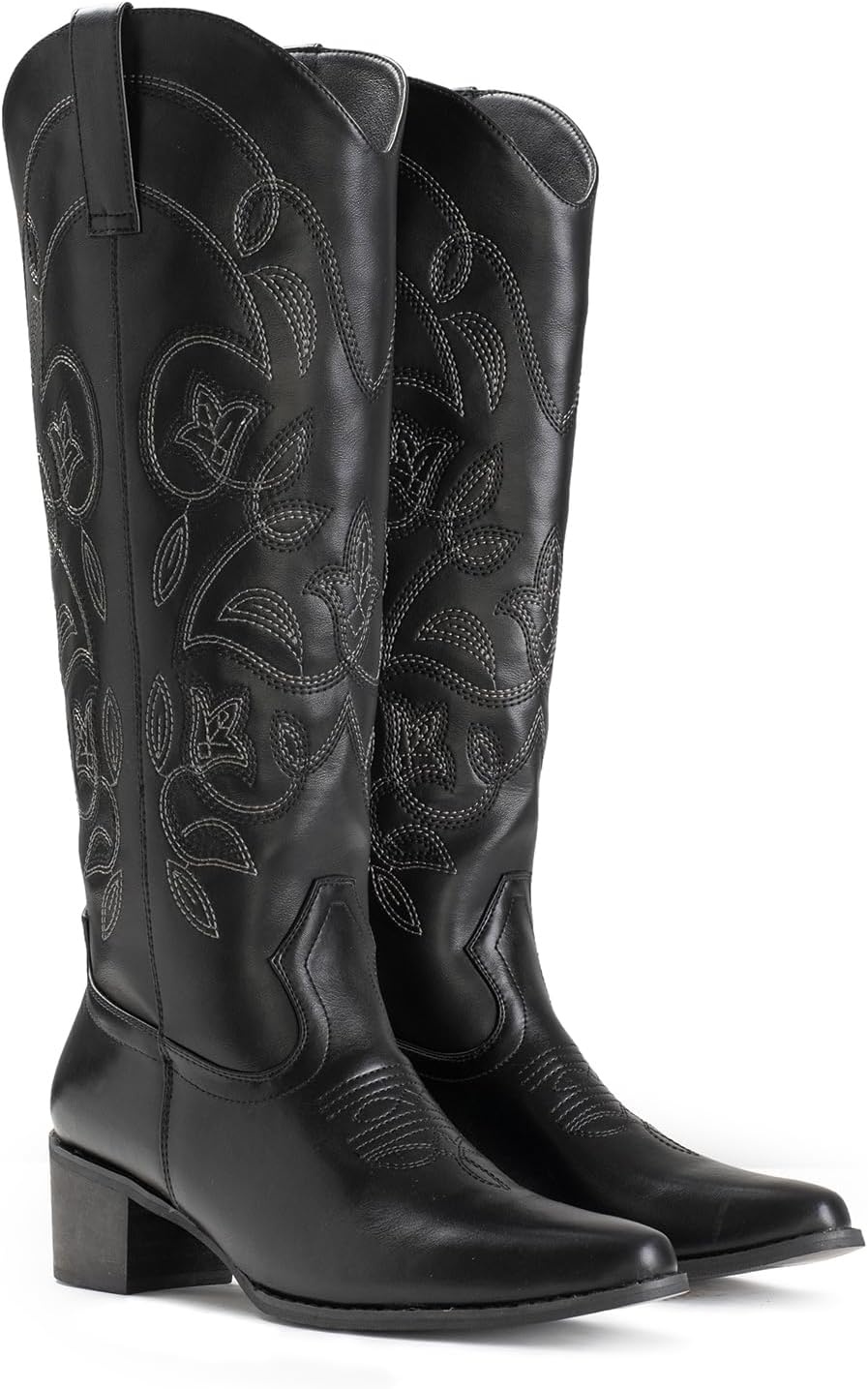 image:imageIUV Cowboy Boots For Women Pointy Toe Womens Western Boots Cowgirl Boots Mid Calf BootsBlackk
