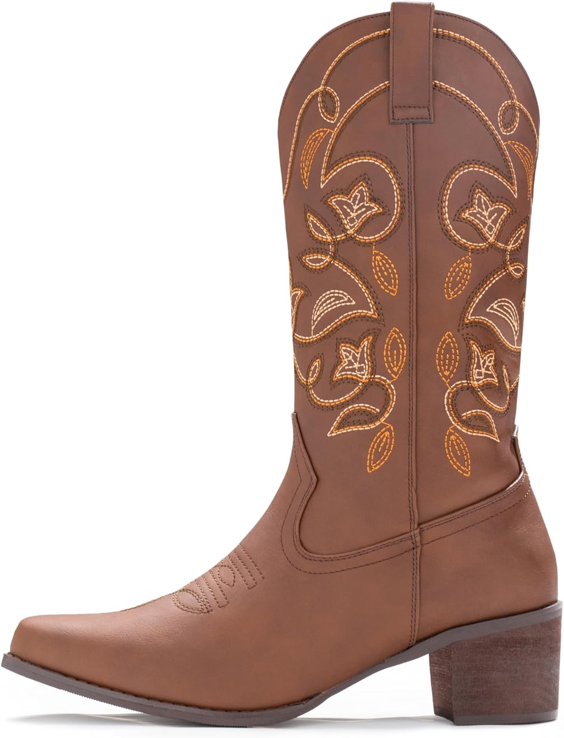 image:imageIUV Cowboy Boots For Women Pointy Toe Womens Western Boots Cowgirl Boots Mid Calf BootsBrown
