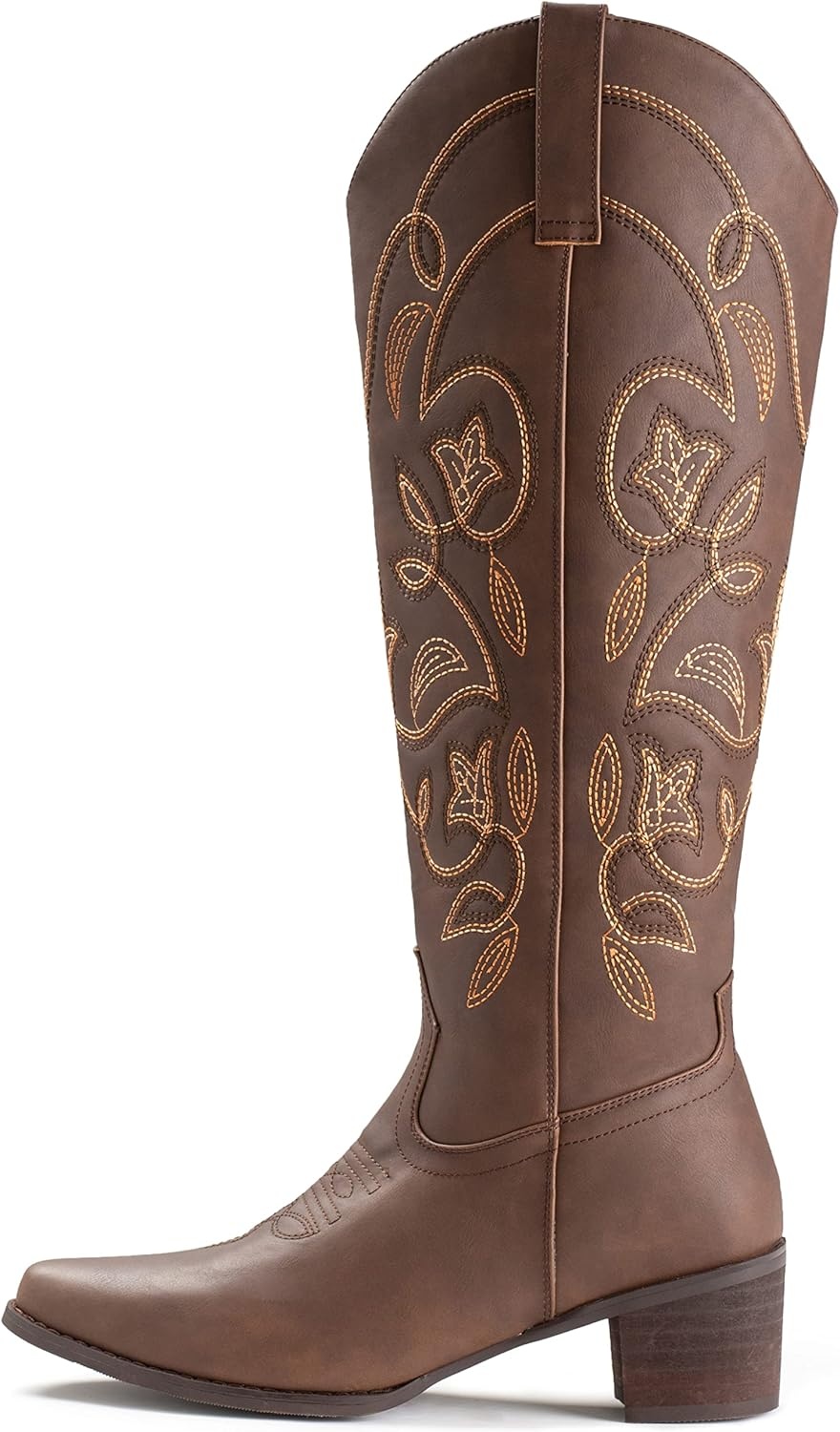 image:imageIUV Cowboy Boots For Women Pointy Toe Womens Western Boots Cowgirl Boots Mid Calf BootsBrownn