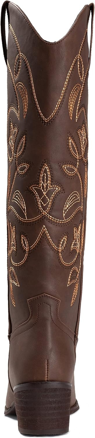 image:imageIUV Cowboy Boots For Women Pointy Toe Womens Western Boots Cowgirl Boots Mid Calf BootsBrownn