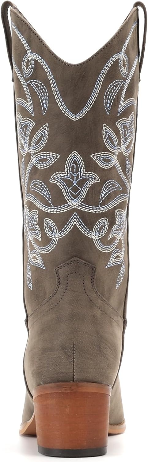 image:imageIUV Cowboy Boots For Women Pointy Toe Womens Western Boots Cowgirl Boots Mid Calf BootsKhaki