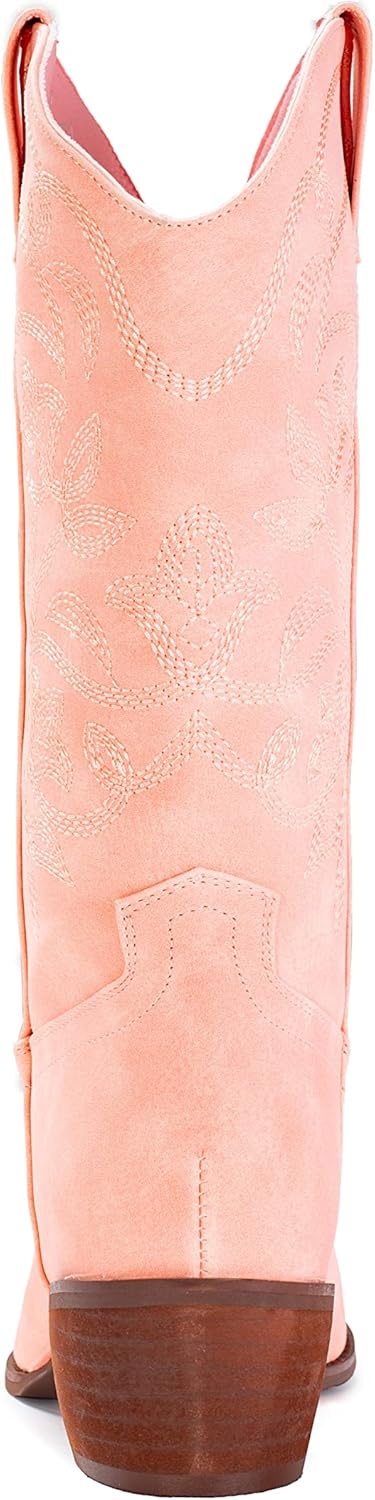 image:imageIUV Cowboy Boots For Women Pointy Toe Womens Western Boots Cowgirl Boots Mid Calf BootsPink