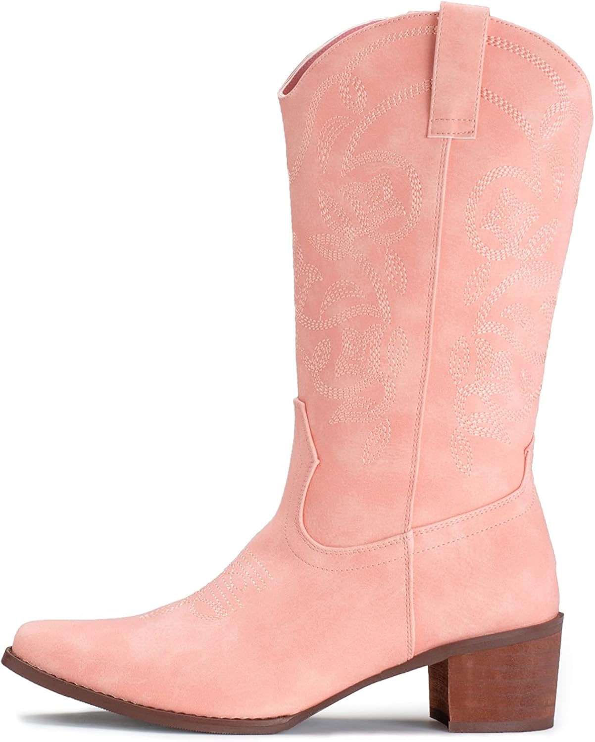 image:imageIUV Cowboy Boots For Women Pointy Toe Womens Western Boots Cowgirl Boots Mid Calf BootsPink