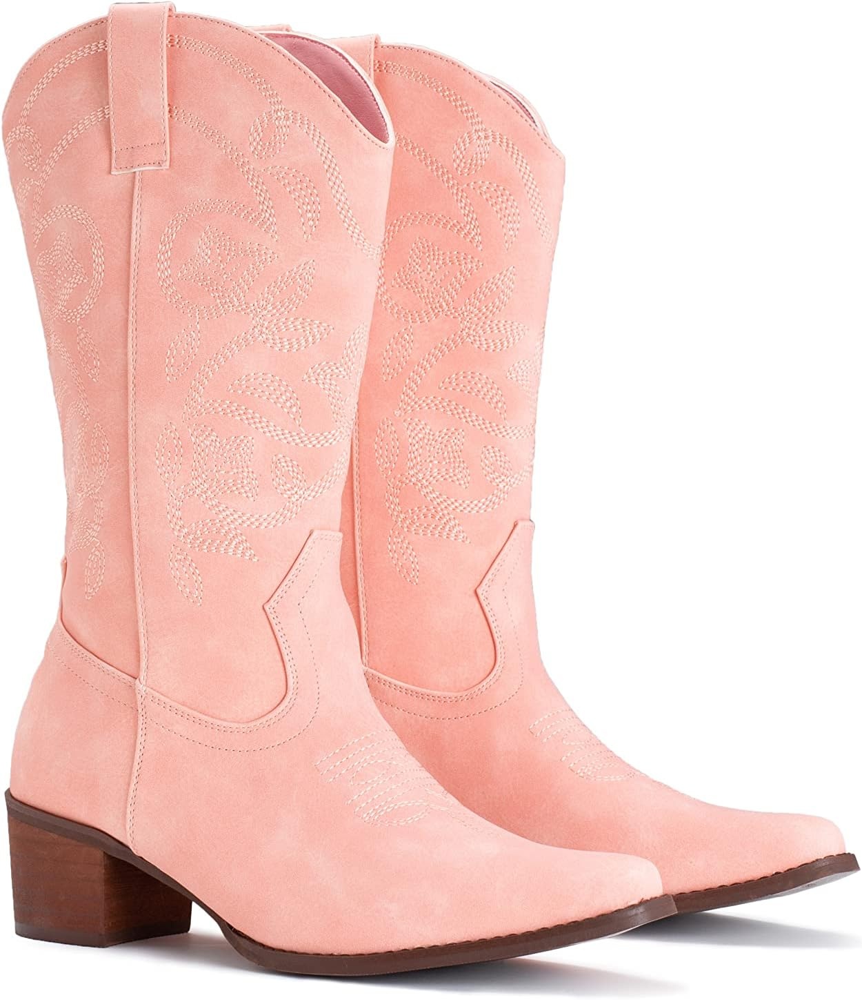 image:imageIUV Cowboy Boots For Women Pointy Toe Womens Western Boots Cowgirl Boots Mid Calf BootsPink