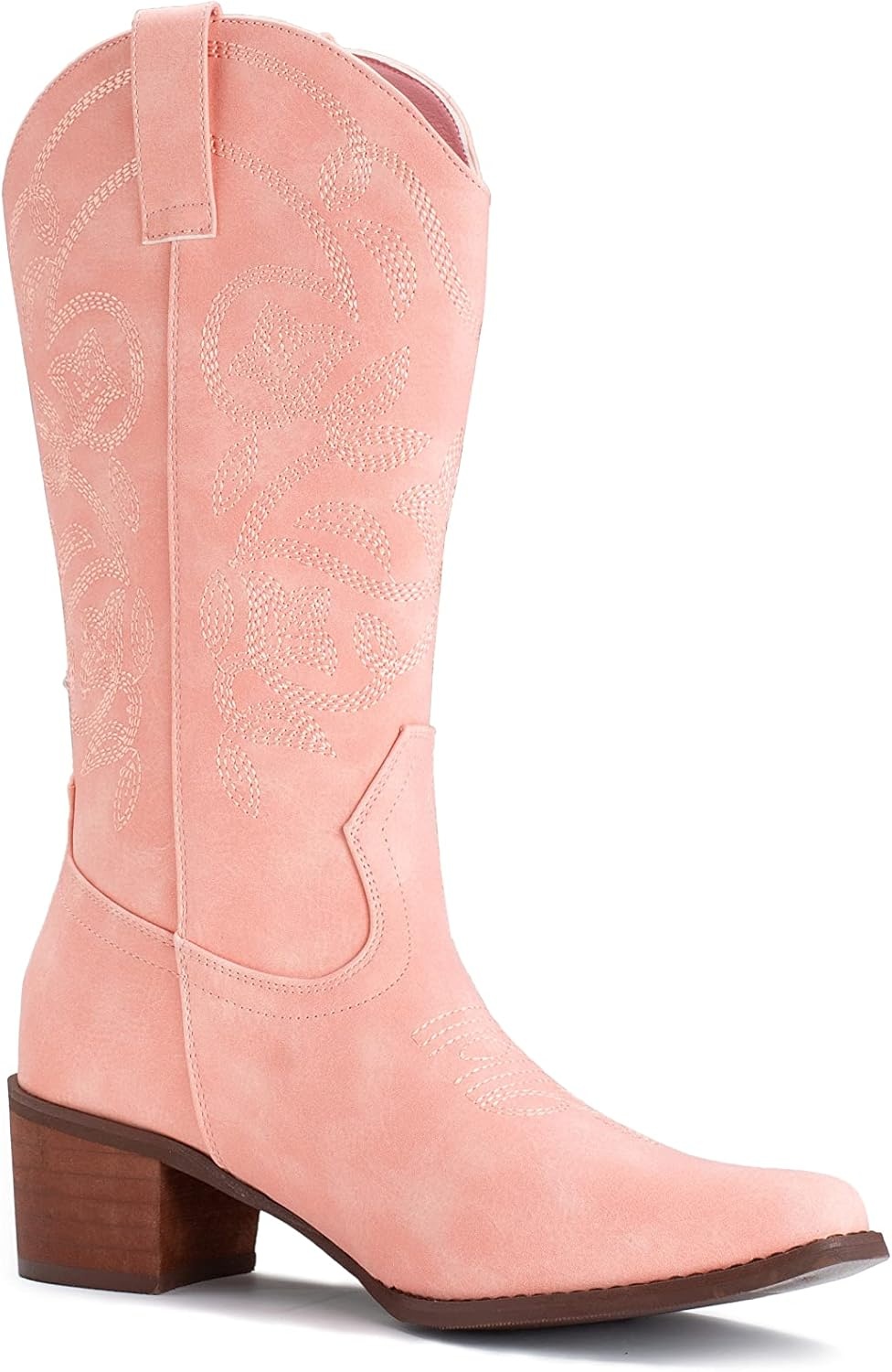 image:imageIUV Cowboy Boots For Women Pointy Toe Womens Western Boots Cowgirl Boots Mid Calf BootsPink