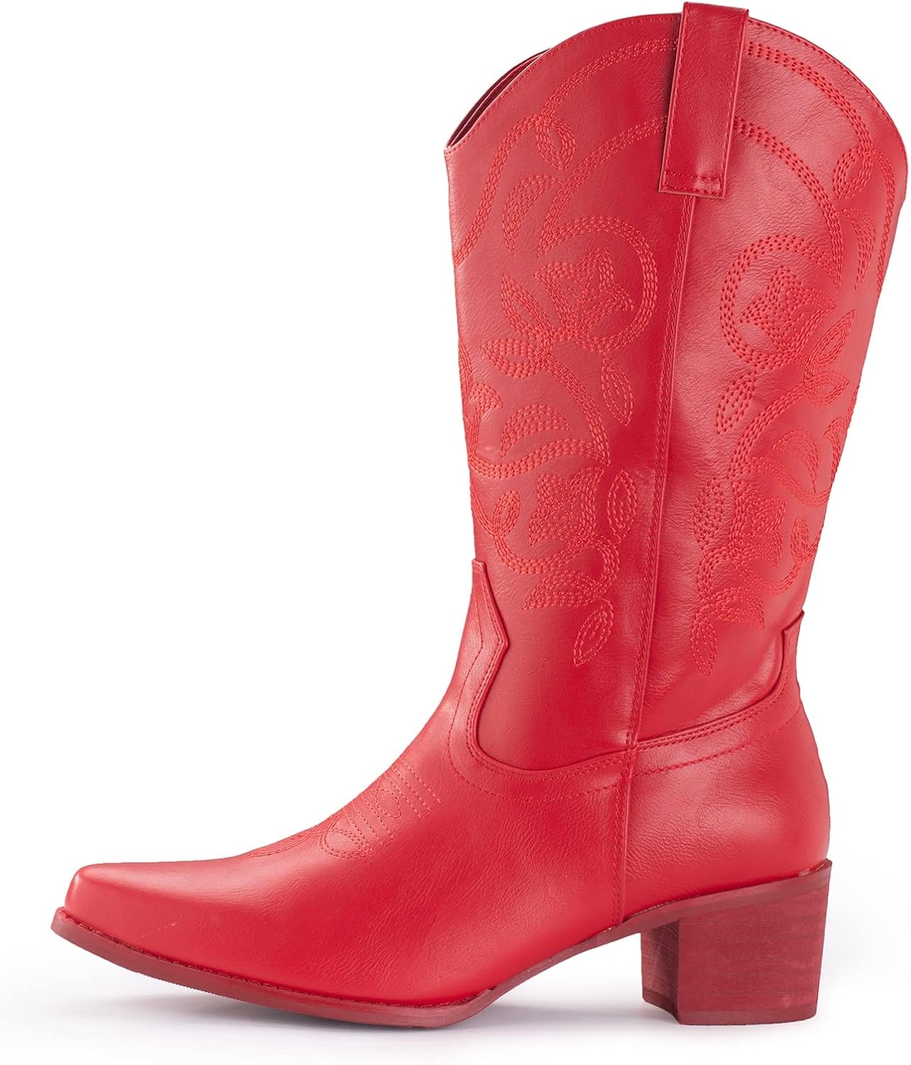image:imageIUV Cowboy Boots For Women Pointy Toe Womens Western Boots Cowgirl Boots Mid Calf BootsRed
