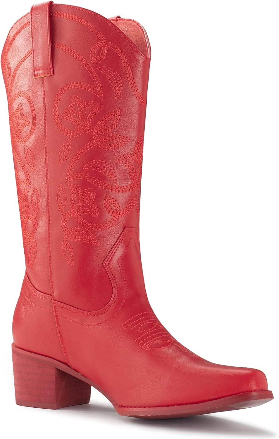 image:imageIUV Cowboy Boots For Women Pointy Toe Womens Western Boots Cowgirl Boots Mid Calf BootsRed