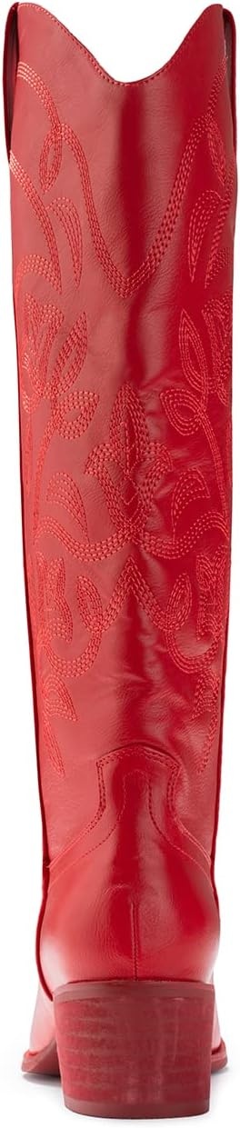 image:imageIUV Cowboy Boots For Women Pointy Toe Womens Western Boots Cowgirl Boots Mid Calf BootsRedd