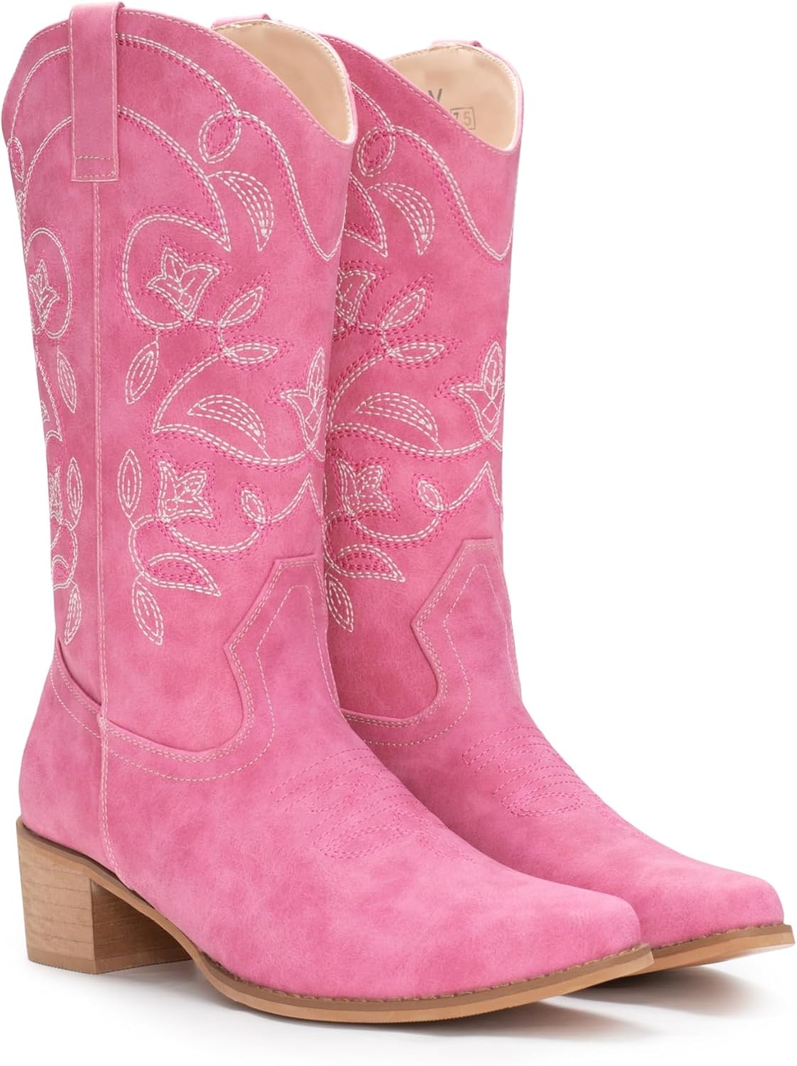 image:imageIUV Cowboy Boots For Women Pointy Toe Womens Western Boots Cowgirl Boots Mid Calf BootsRose