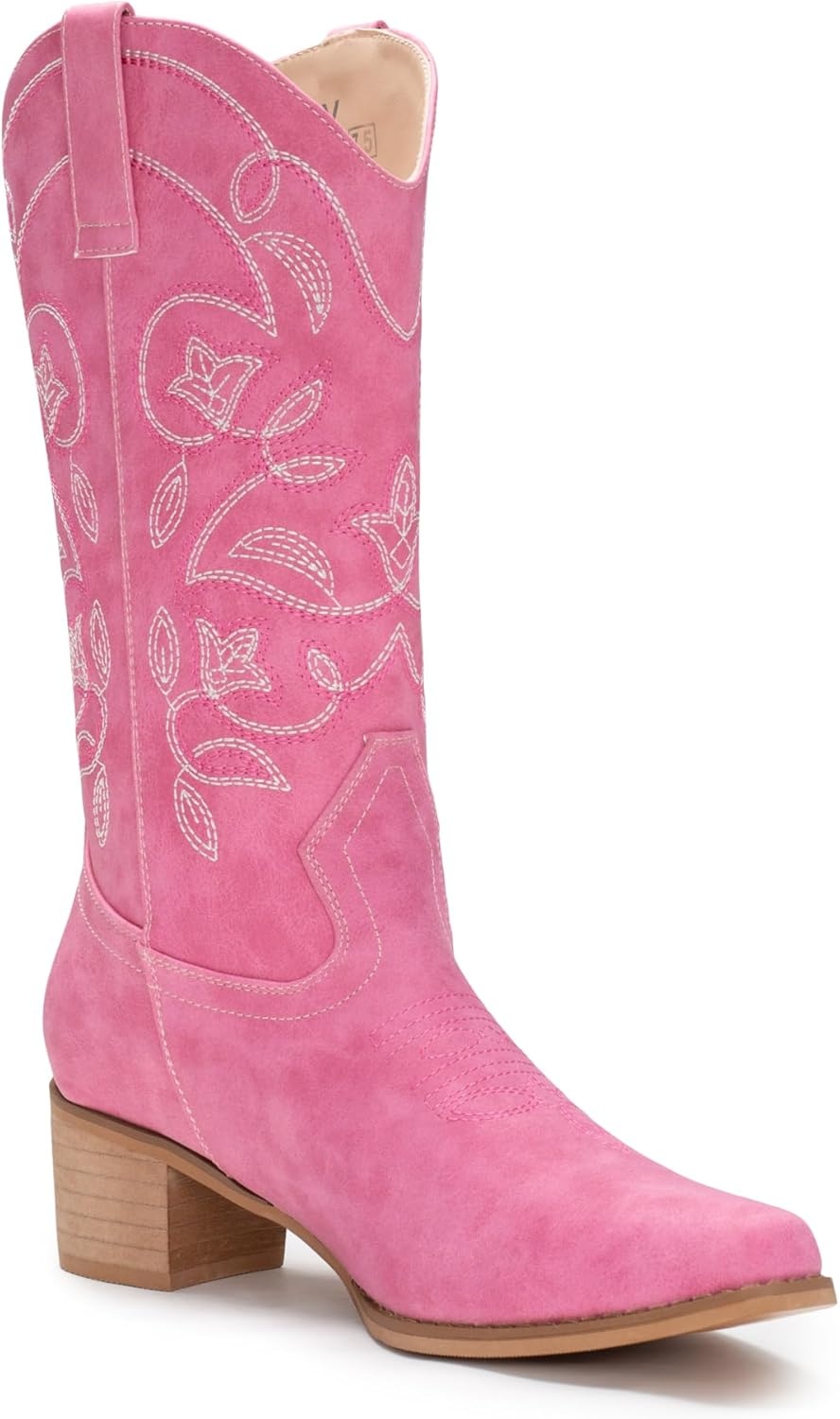 image:imageIUV Cowboy Boots For Women Pointy Toe Womens Western Boots Cowgirl Boots Mid Calf BootsRose