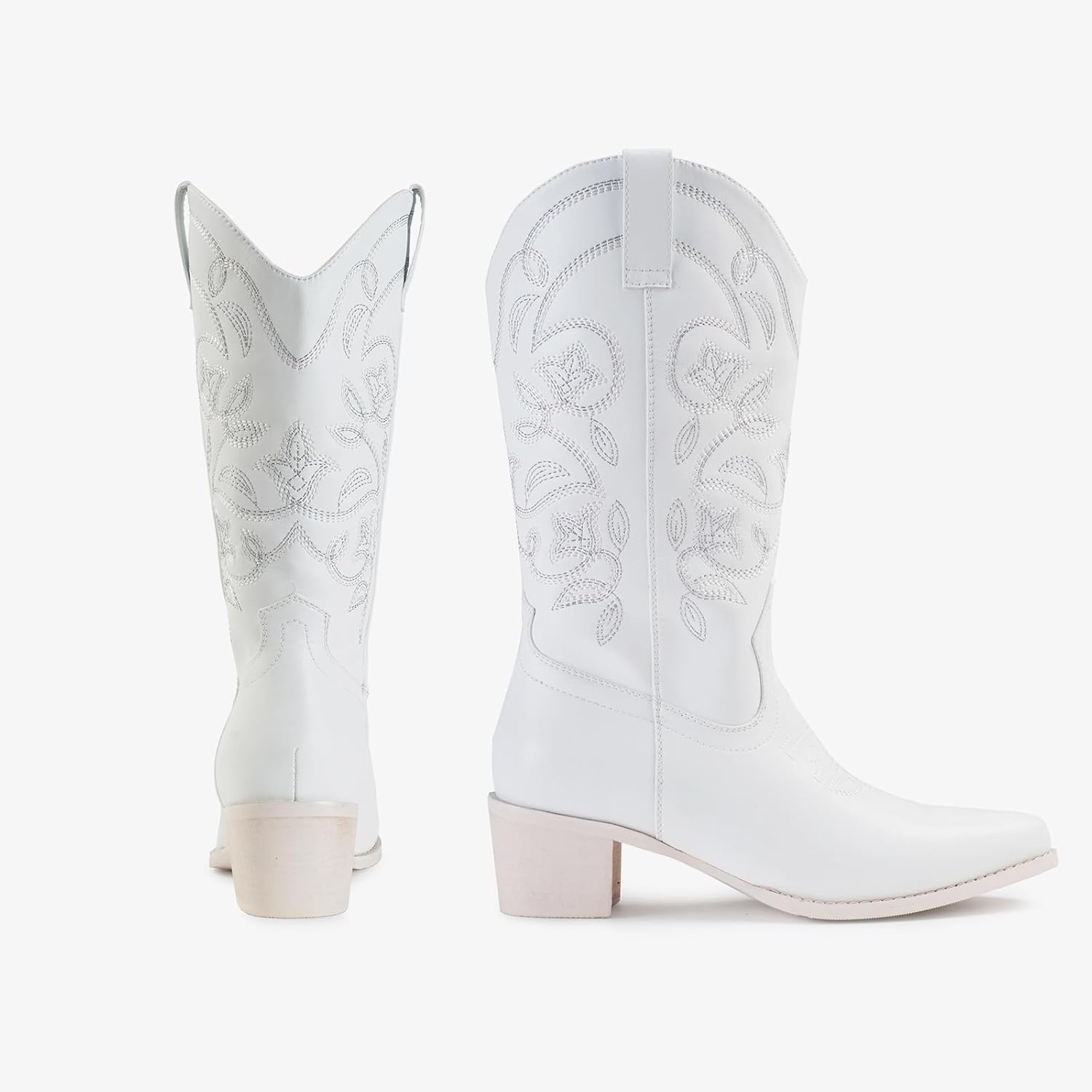 image:imageIUV Cowboy Boots For Women Pointy Toe Womens Western Boots Cowgirl Boots Mid Calf BootsWhite