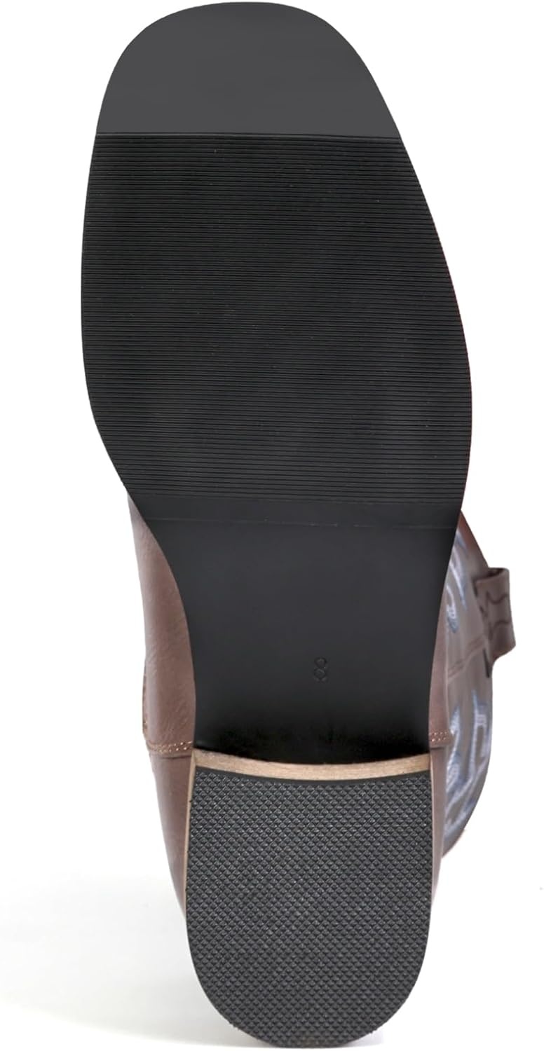 image:imageIUV Cowboy Boots For Women Square Toe Black Wide Cowgirl Mid Calf Western Pull On Fashion Brown Cowboy BootsBlack Brown