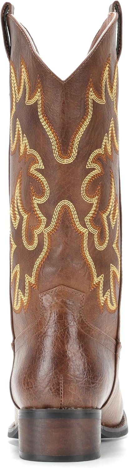 image:imageIUV Cowboy Boots For Women Square Toe Black Wide Cowgirl Mid Calf Western Pull On Fashion Brown Cowboy BootsDark Brown