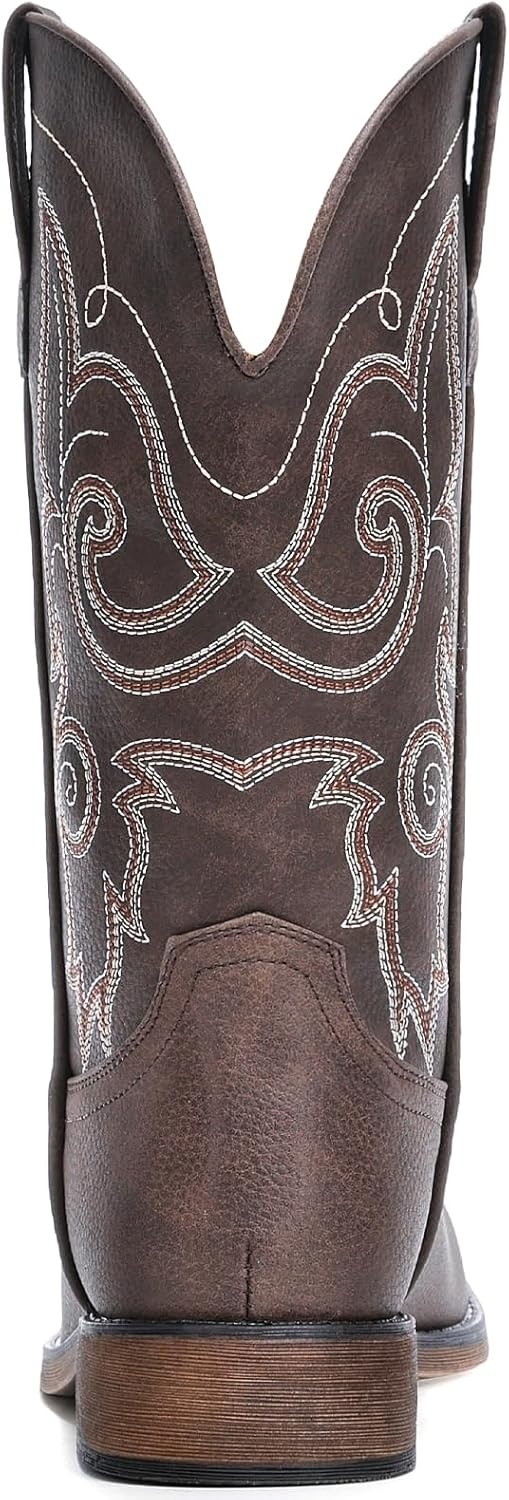 image:imageIUV Cowboy Boots For Women Square Toe Wide Western Boots Mid Calf Cowgirl Boots Pull On Fashion Embroidered Cowboy BootsBrown