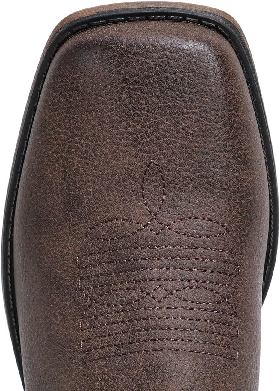 image:imageIUV Cowboy Boots For Women Square Toe Wide Western Boots Mid Calf Cowgirl Boots Pull On Fashion Embroidered Cowboy BootsBrown