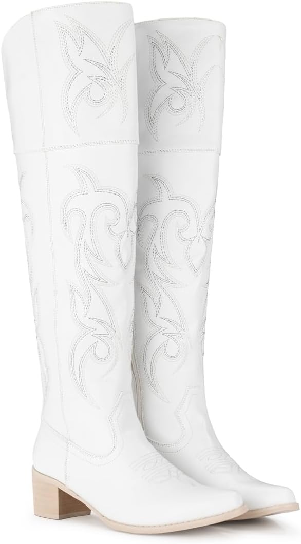 image:imageIUV Cowboy Boots For Women Thigh High Boots Over The Knee Heels Long Sexy Pointed Toe Embroidered Cowgirl Western Boots