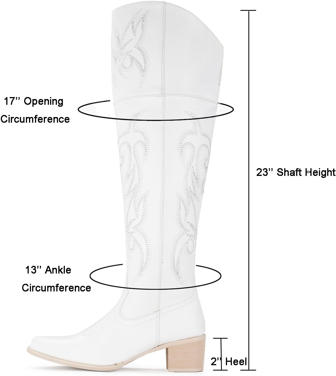 image:imageIUV Cowboy Boots For Women Thigh High Boots Over The Knee Heels Long Sexy Pointed Toe Embroidered Cowgirl Western Boots