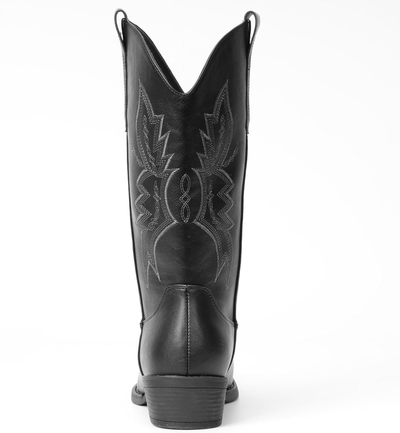 image:imageIUV Cowboy Boots For Women Western Boots Cowgirl Boots Pull On Pointy Toe Mid Calf BootsBlackgreywide