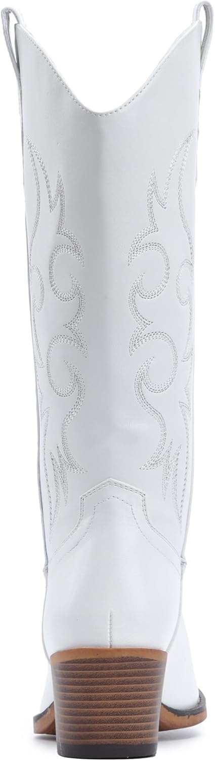 image:imageIUV Cowboy Boots For Women Western Cowgirl Boots Mid Calf Snip Toe Boot With Chunky HeelWhite