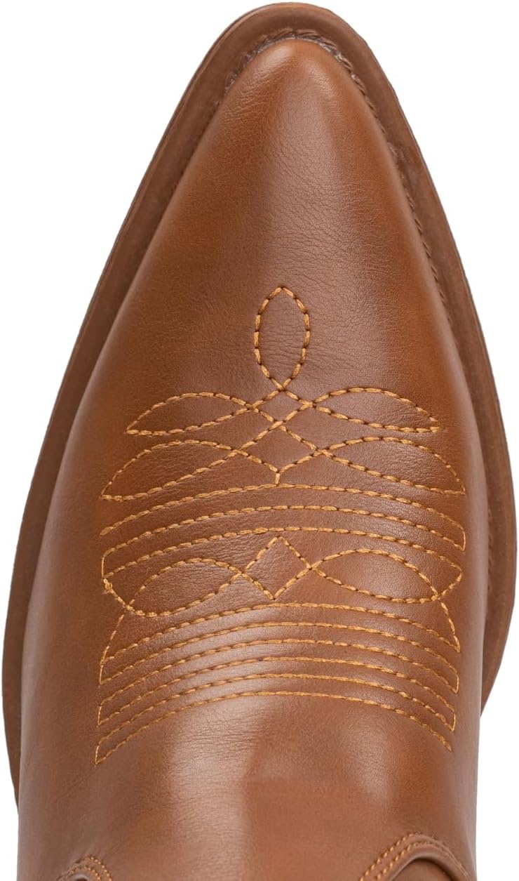 image:imageIUV Cowboy Boots For Women Western Cowgirl Boots Pull On Pointy Toe Mid CalfBrown