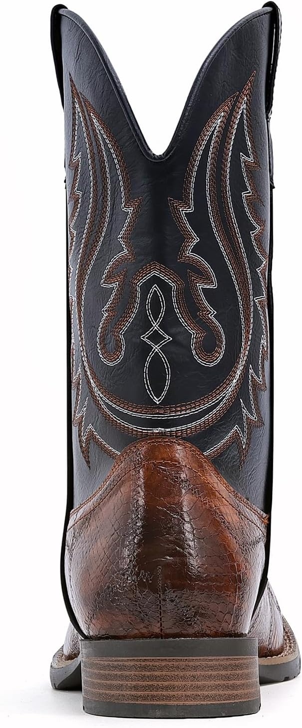 image:imageIUV Cowboy Boots Men Square Toe Western Boots Pull On Durable Classic Embroidered boot