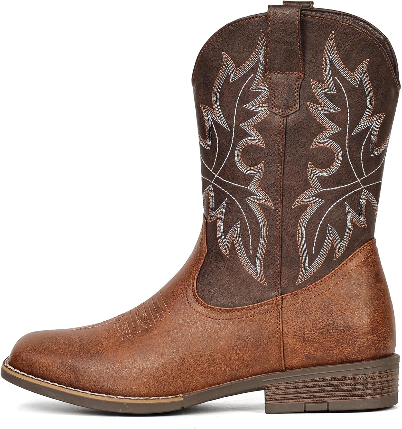 image:imageIUV Cowboy Boots for Men Western Boots Square Toe Slip on Embroidered arch support Boot Fashionable Pull On for Spring FallBrown