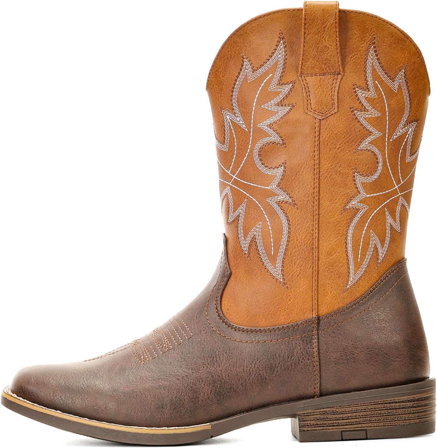 image:imageIUV Cowboy Boots for Men Western Boots Square Toe Slip on Embroidered arch support Boot Fashionable Pull On for Spring FallYellow Brown