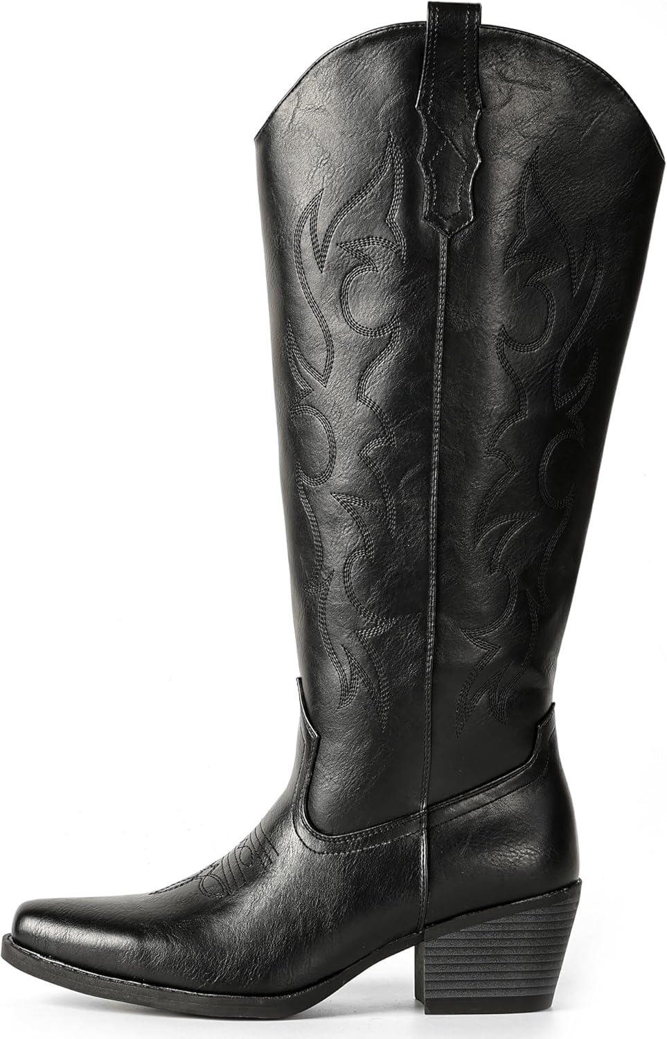 image:imageIUV Cowboy Boots for Women Knee High Pointed Toe Western Fashion Country Cowgirl Boots with EmbroideredAll Black