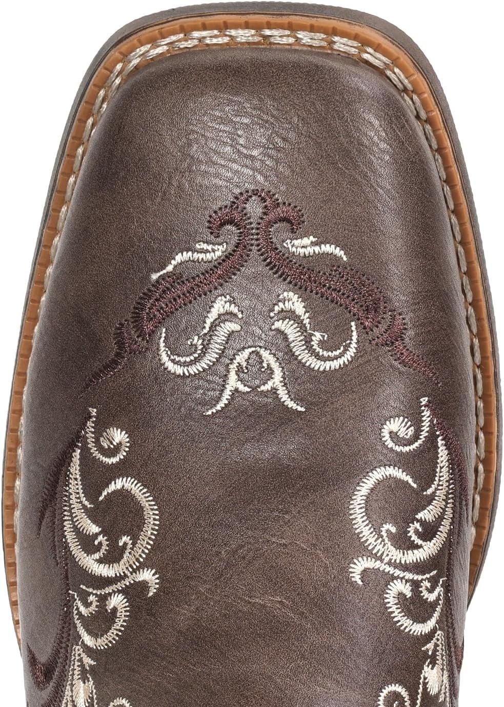image:imageIUV Cowboy Boots for Women Mid Calf Square Toe Cowgirl Boots with Embroidery Pull On Fashion BootDark Brown