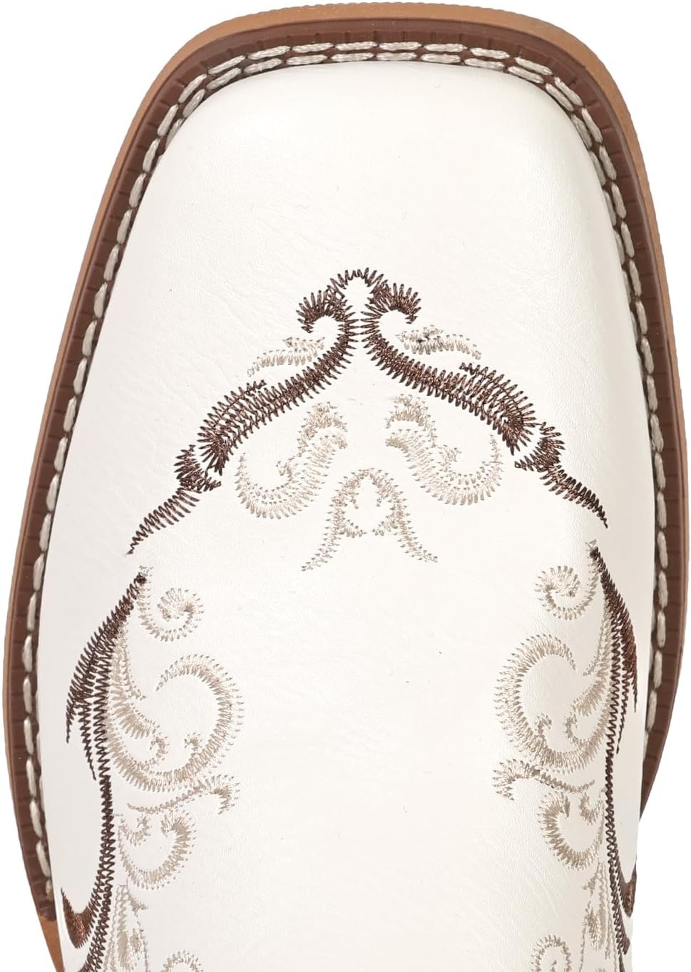 image:imageIUV Cowboy Boots for Women Mid Calf Square Toe Cowgirl Boots with Embroidery Pull On Fashion BootWhite