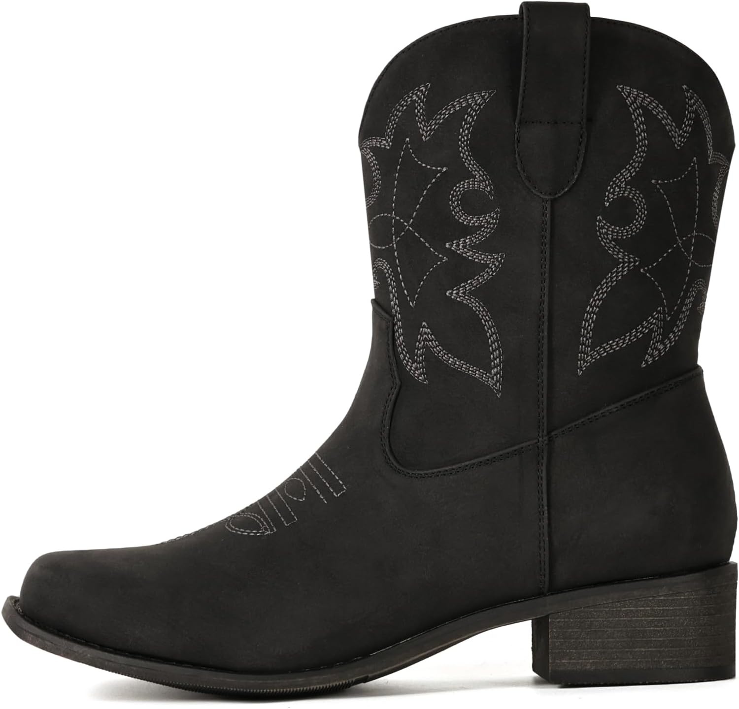 image:imageIUV Cowboy Boots for Women Square Toe Ankle Western Cowgirl Boots Classic Embroidered BootiesBlack