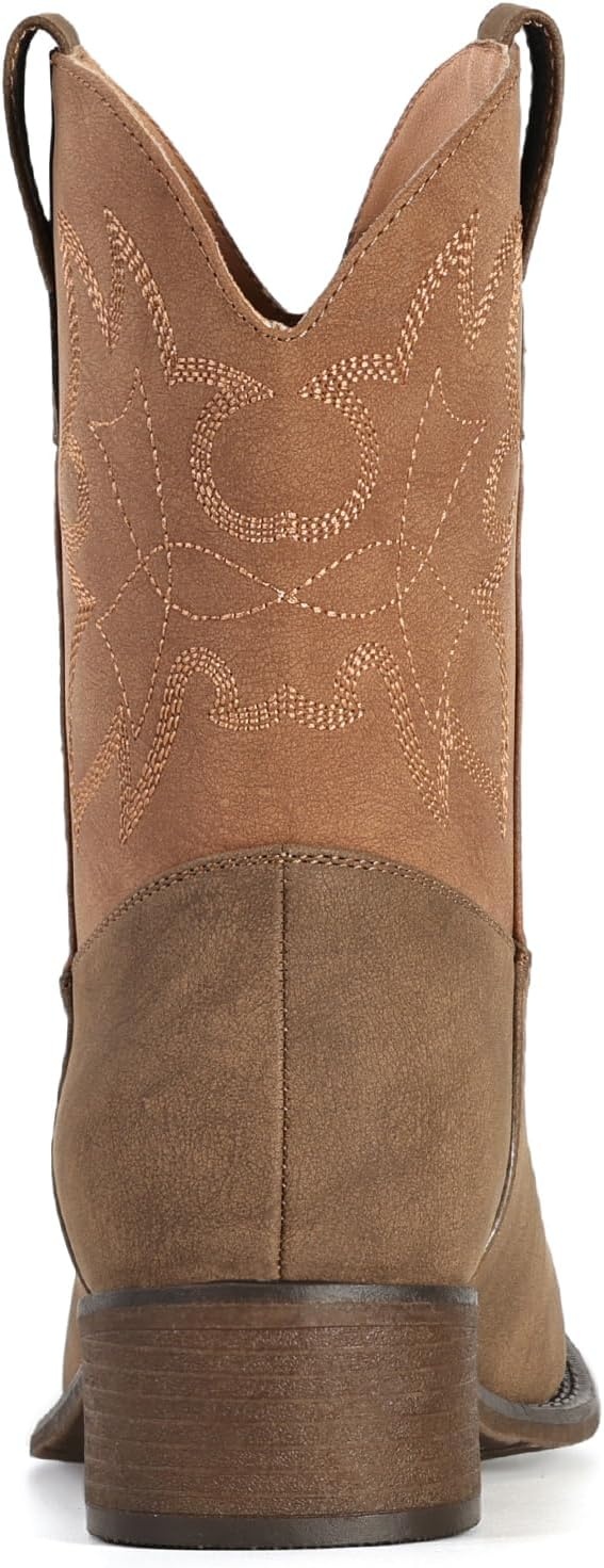 image:imageIUV Cowboy Boots for Women Square Toe Ankle Western Cowgirl Boots Classic Embroidered BootiesBrown
