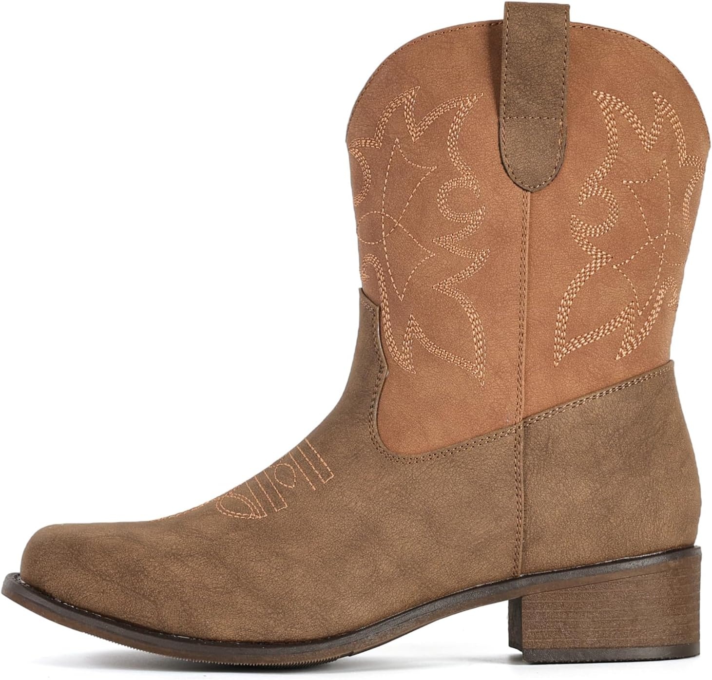 image:imageIUV Cowboy Boots for Women Square Toe Ankle Western Cowgirl Boots Classic Embroidered BootiesBrown