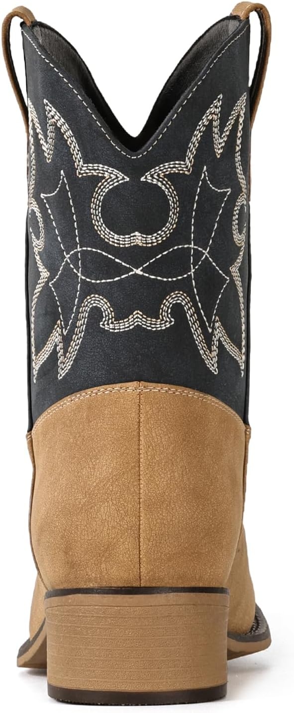 image:imageIUV Cowboy Boots for Women Square Toe Ankle Western Cowgirl Boots Classic Embroidered BootiesKhaki