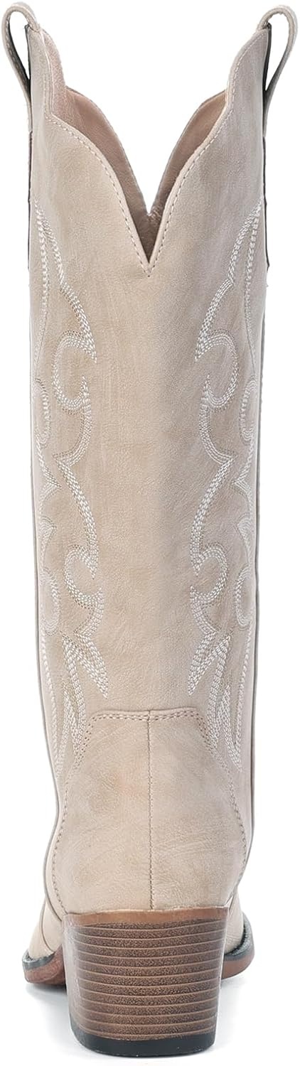 image:imageIUV Cowboy Boots for Women Western Cowgirl Boots with Chunky Heel Mid Calf Embroidered Boot for Casual WearBeige