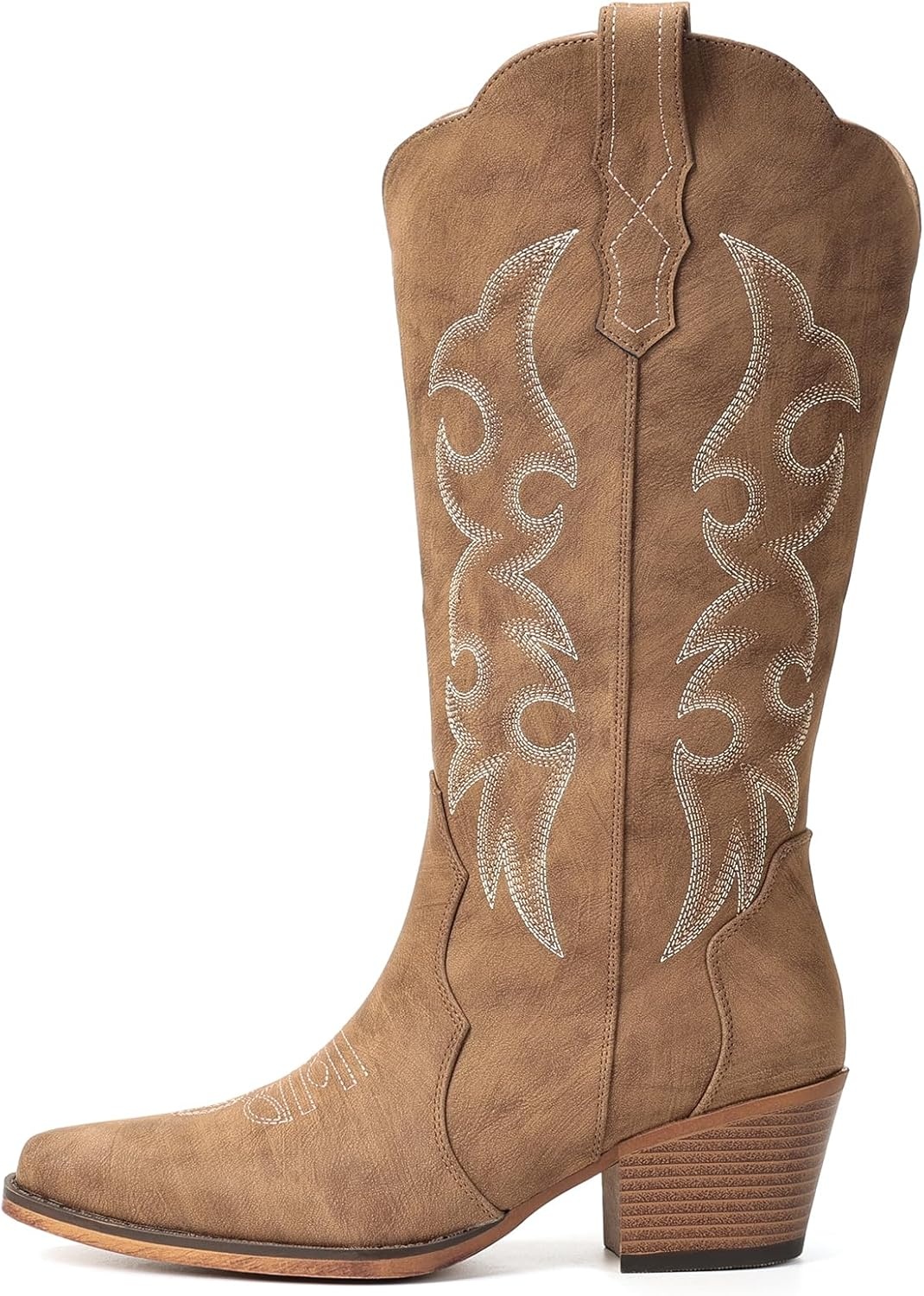 image:imageIUV Cowboy Boots for Women Western Cowgirl Boots with Chunky Heel Mid Calf Embroidered Boot for Casual WearBrown