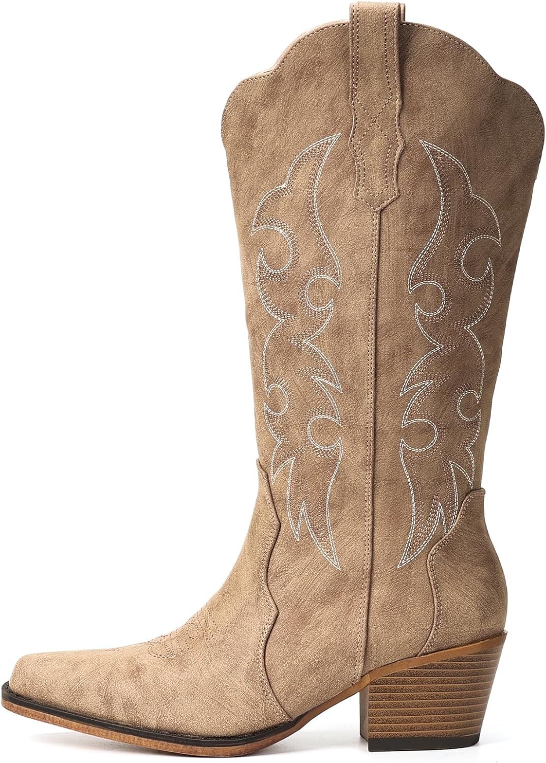 image:imageIUV Cowboy Boots for Women Western Cowgirl Boots with Chunky Heel Mid Calf Embroidered Boot for Casual WearCamel