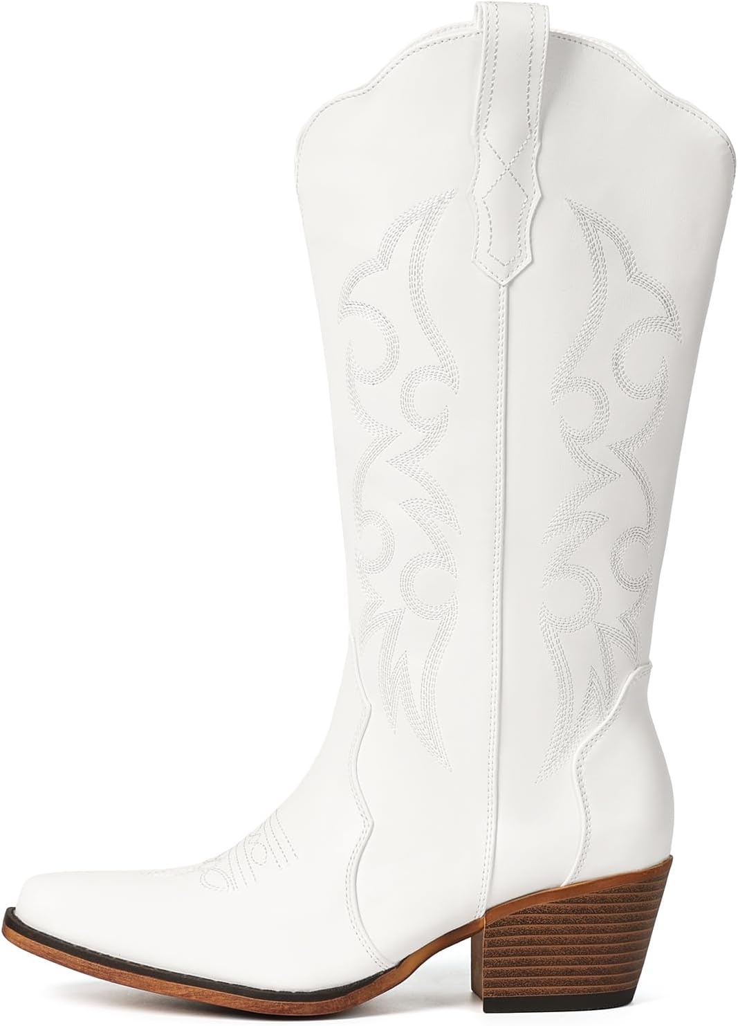 image:imageIUV Cowboy Boots for Women Western Cowgirl Boots with Chunky Heel Mid Calf Embroidered Boot for Casual WearWhite