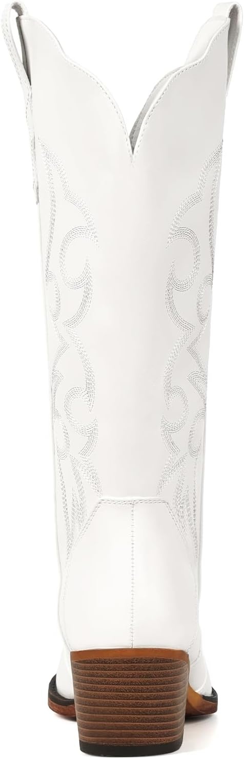 image:imageIUV Cowboy Boots for Women Western Cowgirl Boots with Chunky Heel Mid Calf Embroidered Boot for Casual WearWhite